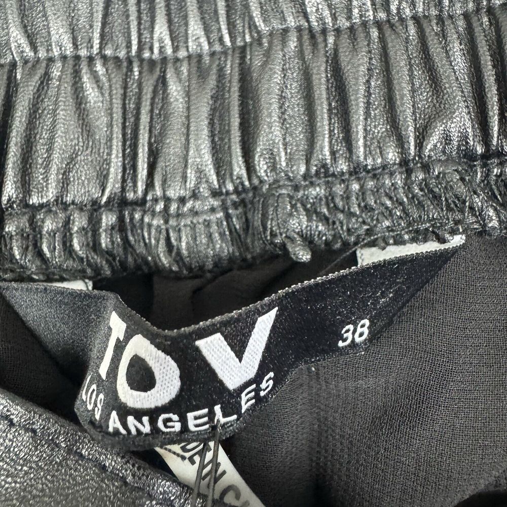 Tov Los Angeles Pants Leather Waist Mesh Artsy Lagenlook Trouser Ankle Sz 38 — image 3 of 7